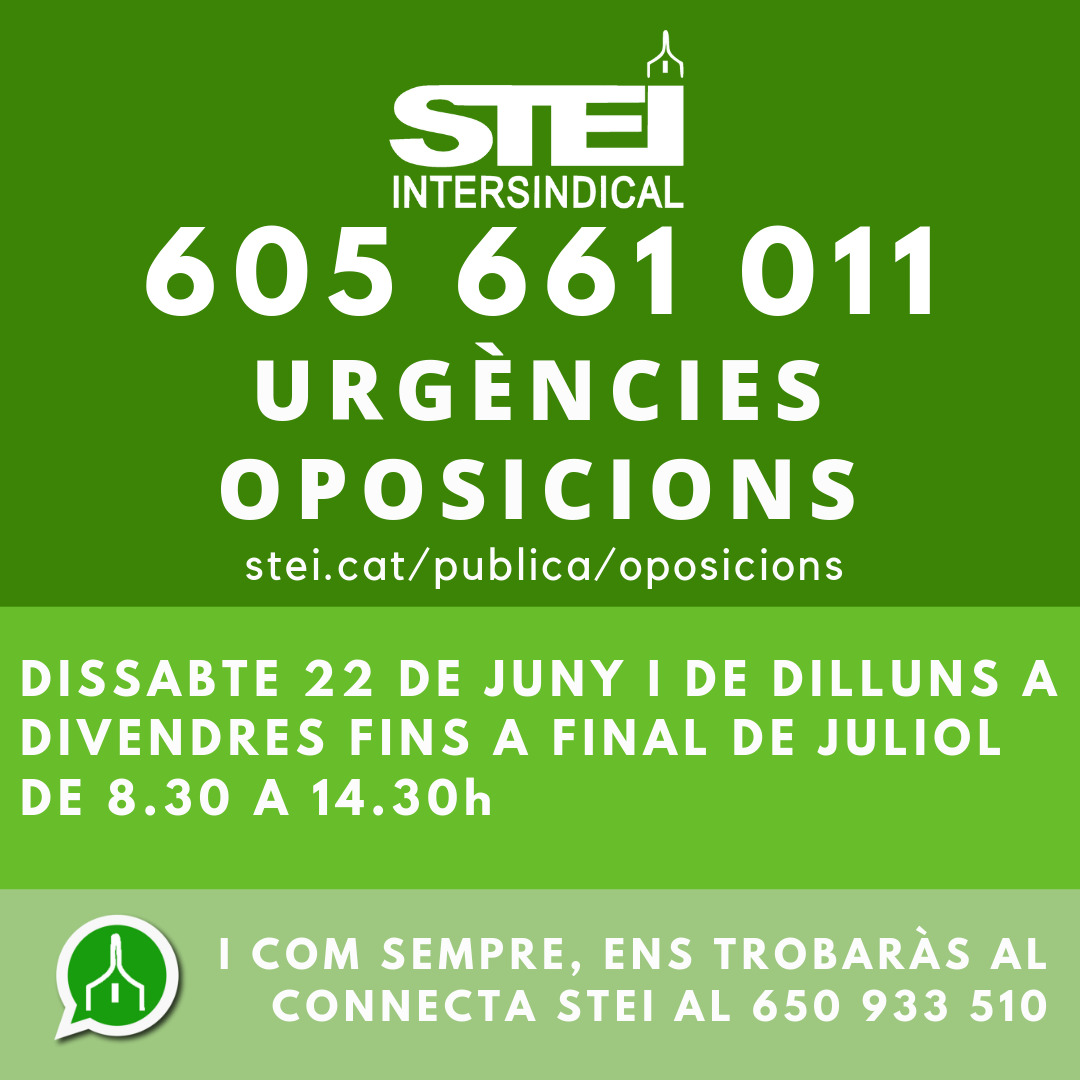Oposicions 2019. Telefon urgencies